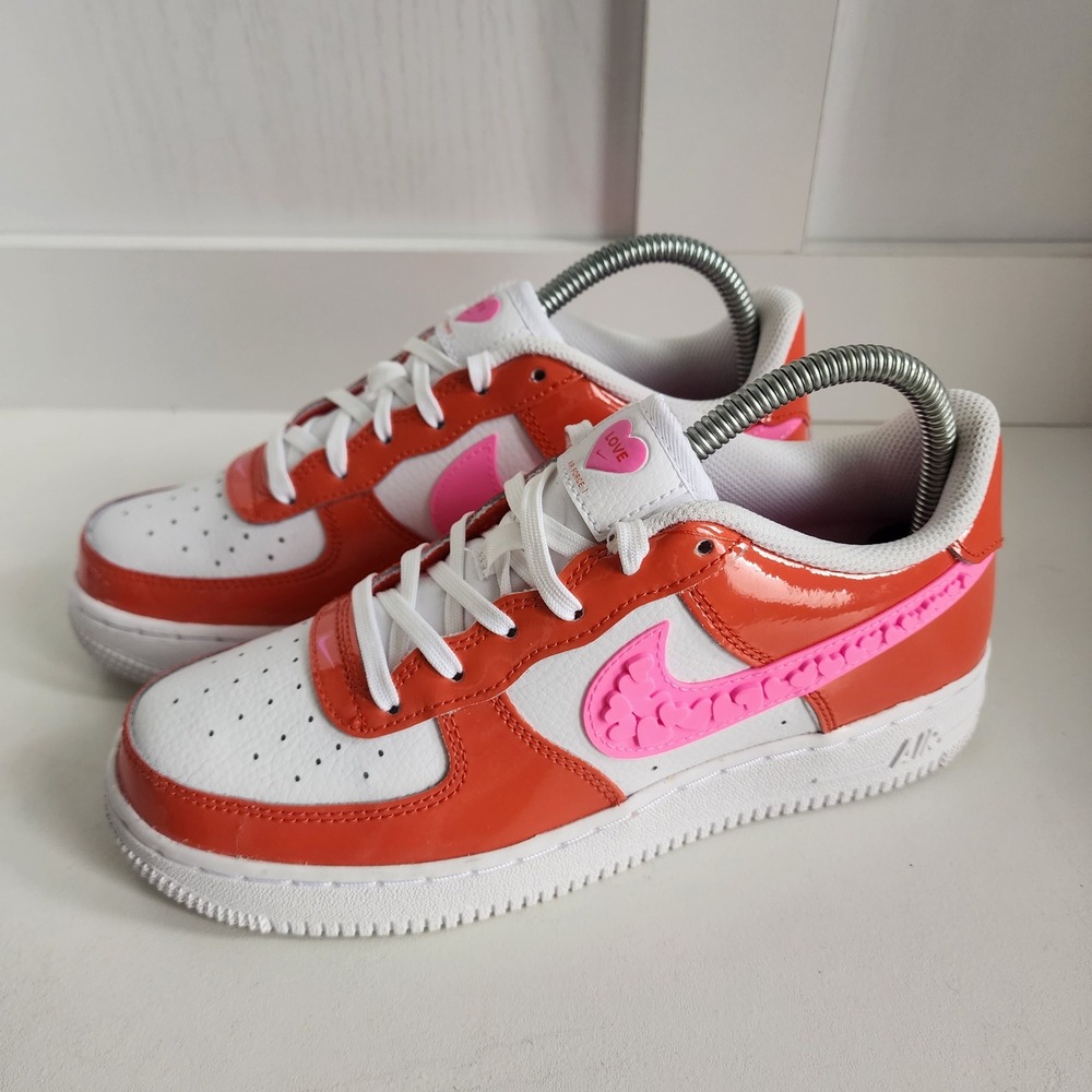 Nike Air Force 1 Low‎ LV8 Valentines Day Hearts Orange Pink 5 Youth / 6.5 Womens